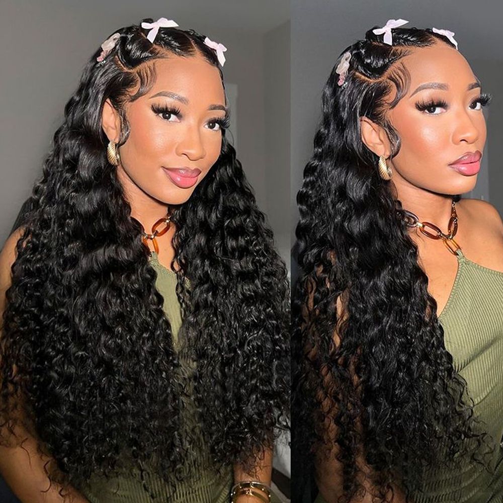 Invisi Strap 360 Lace Frontal Wigs Human Hair Preplucked
250% Density Deep Wave Glueless Human Hair Wig Pre Cut 3...