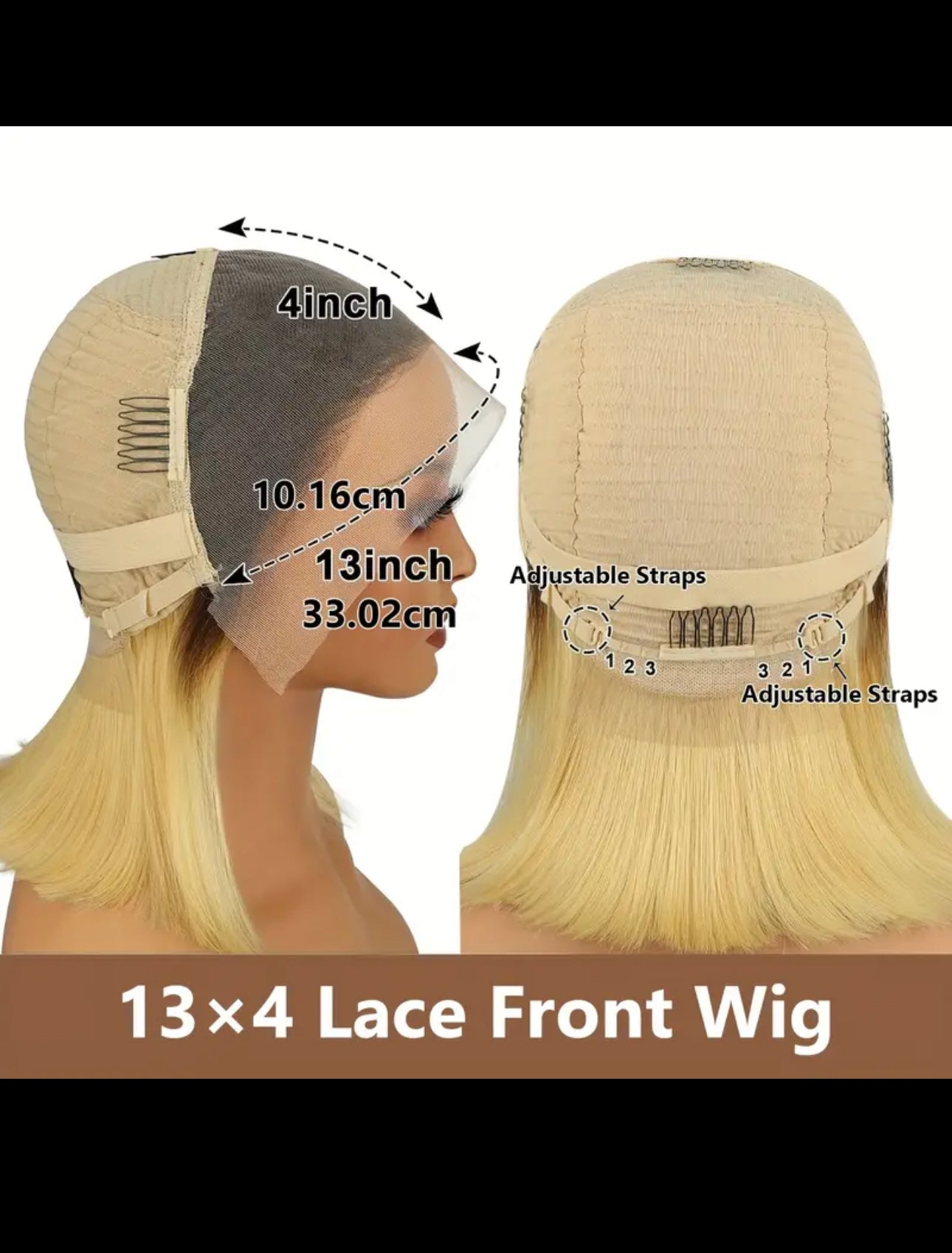 BeautyEllaHair Ombre Blonde Short Bob Wig 13x4 Lace Front Human Hair Wigs for Women 4/613 Blonde Short Bob 13X4 Lace Frontal Human Hair Wigs 150% Density