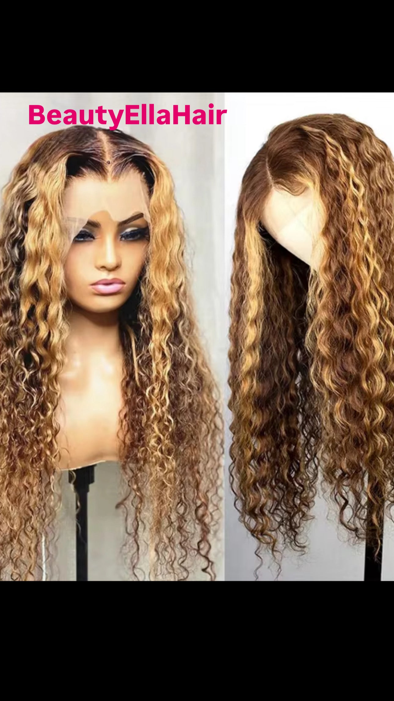 BeautyEllaHair Highlight Water Wave Human Hair Wig Highlighted Curly Lace Front Wigs For Women Brazilian Lace Closure Wig