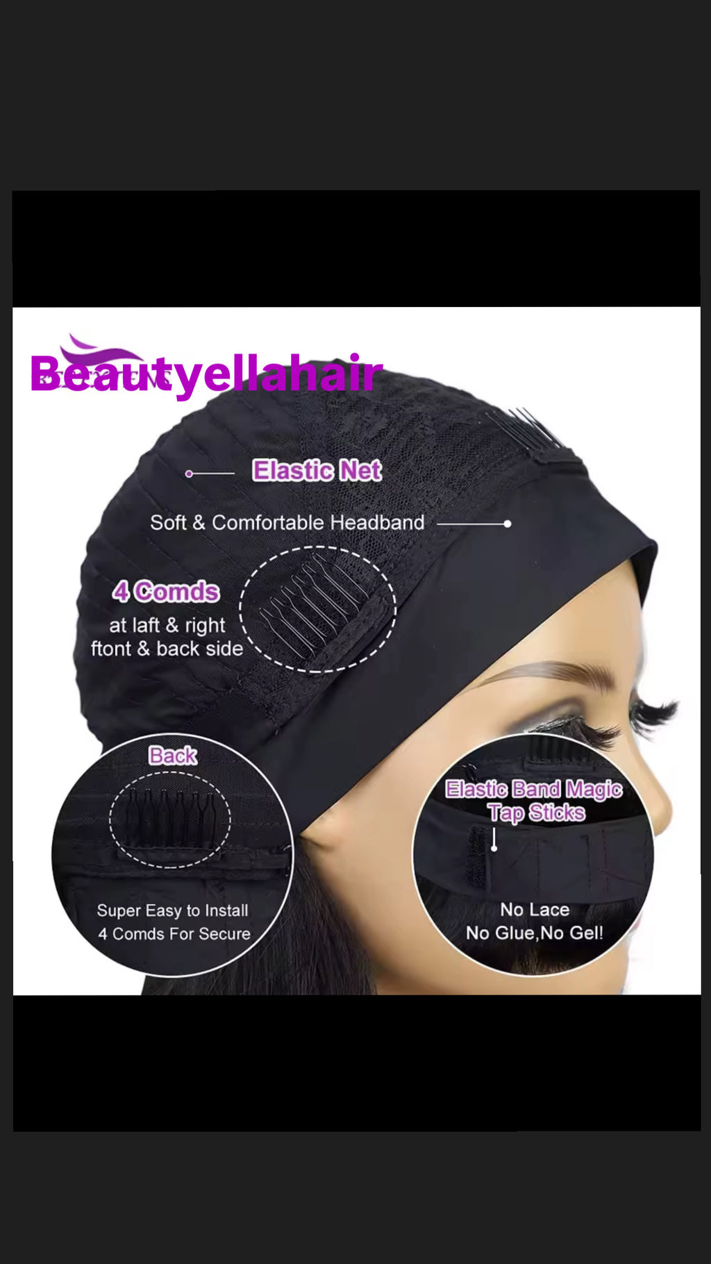 Beautyellahair Headband Wig Human Hair Straight Bob Headband Wig 180% Remy Human Hair Wigs For Women Brazilian Ready To Wear Wig Machine Made