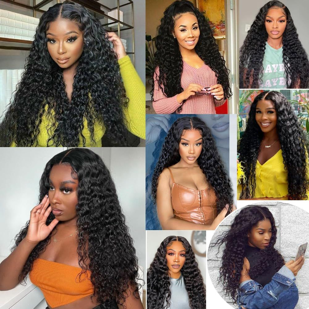Invisi Strap 360 Lace Frontal Wigs Human Hair Preplucked
250% Density Deep Wave Glueless Human Hair Wig Pre Cut 3...