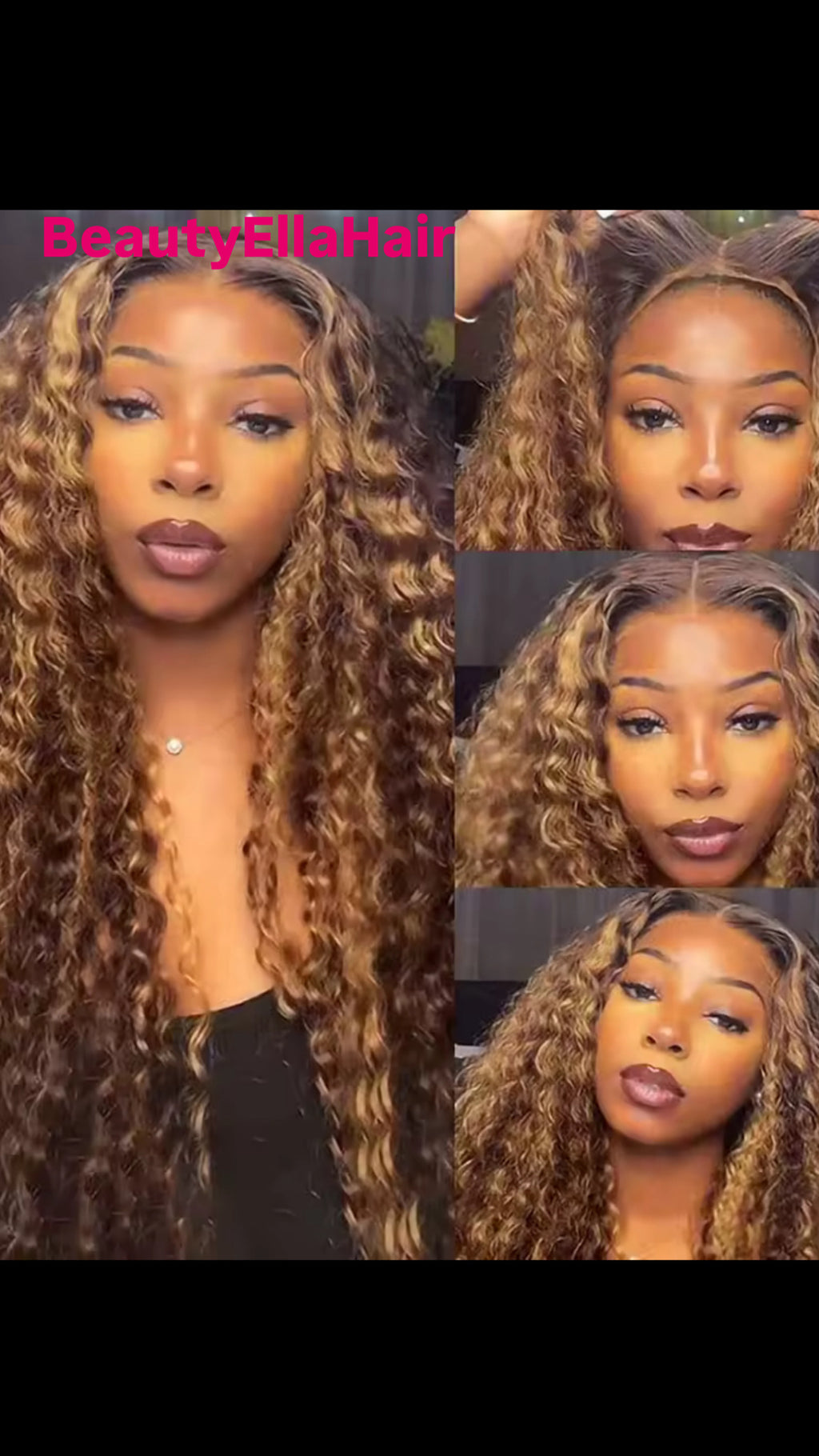 BeautyEllaHair Highlight Water Wave Human Hair Wig Highlighted Curly Lace Front Wigs For Women Brazilian Lace Closure Wig