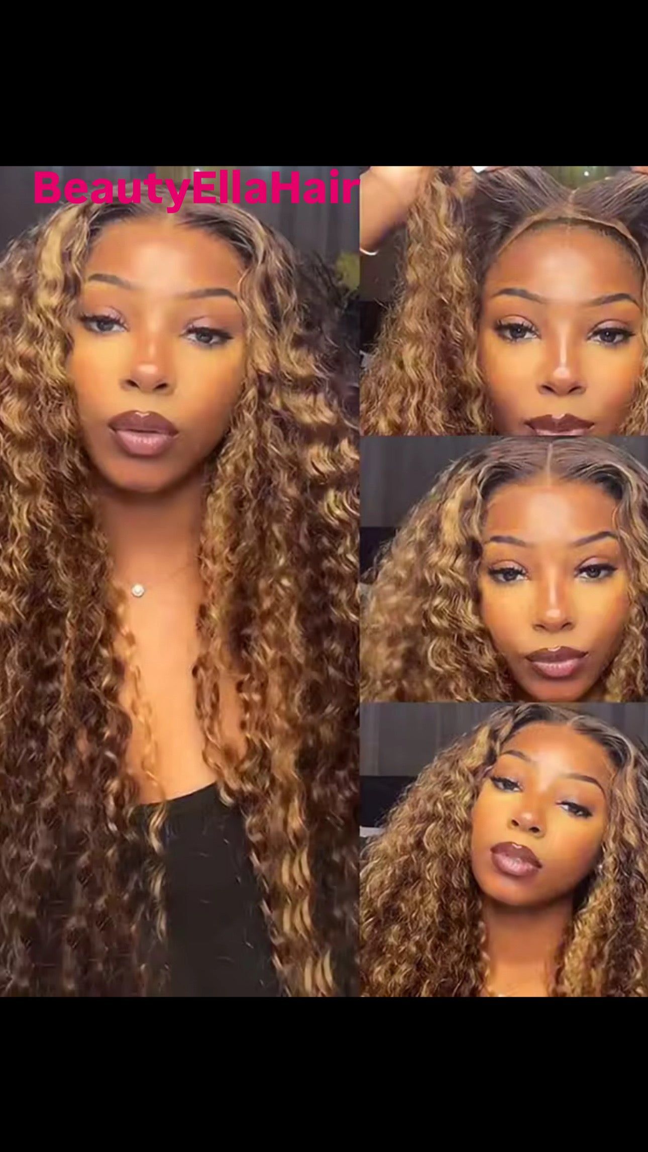 BeautyEllaHair Highlight Water Wave Human Hair Wig Highlighted Curly Lace Front Wigs For Women Brazilian Lace Closure Wig