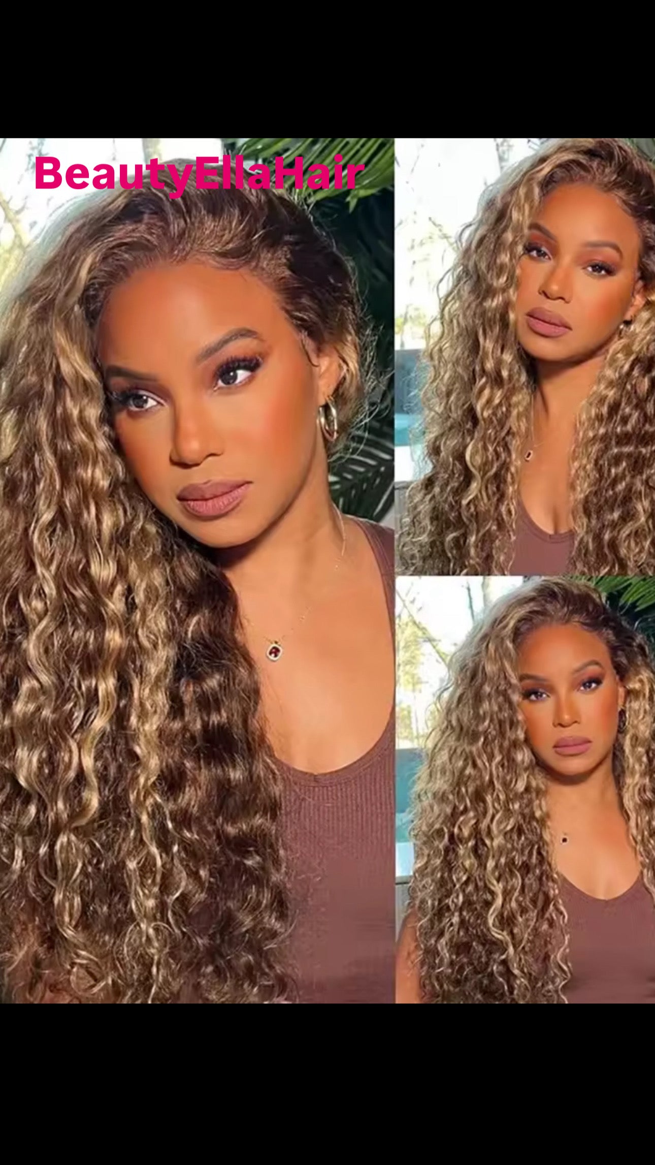 BeautyEllaHair Highlight Water Wave Human Hair Wig Highlighted Curly Lace Front Wigs For Women Brazilian Lace Closure Wig