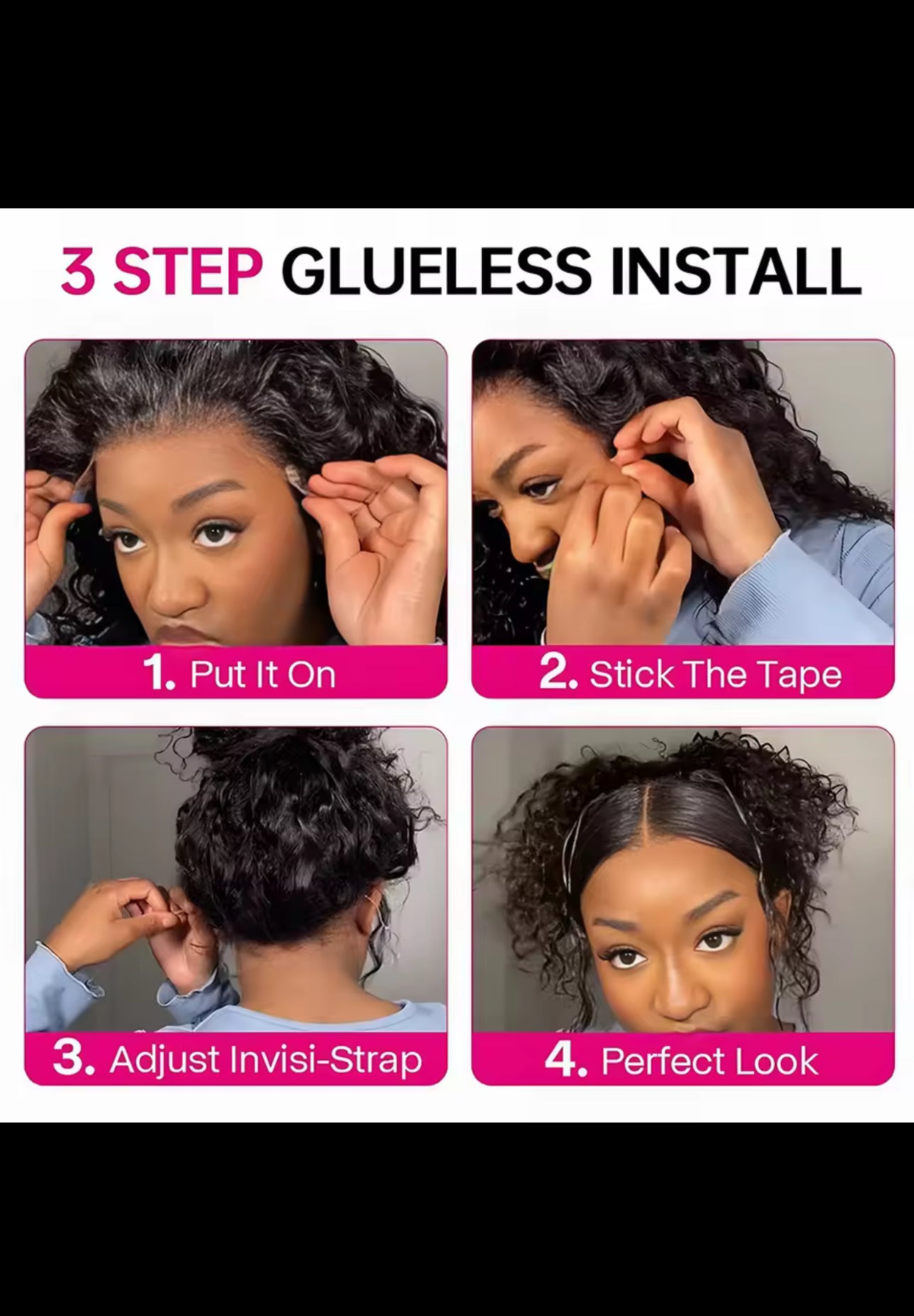 BeautyEllaHair 250 Density Invisi Strap 360 Full HD Lace Frontal Kinky Curly Wig Black Human Hair Drawstring Snug 30 inch Water Wig Glueless