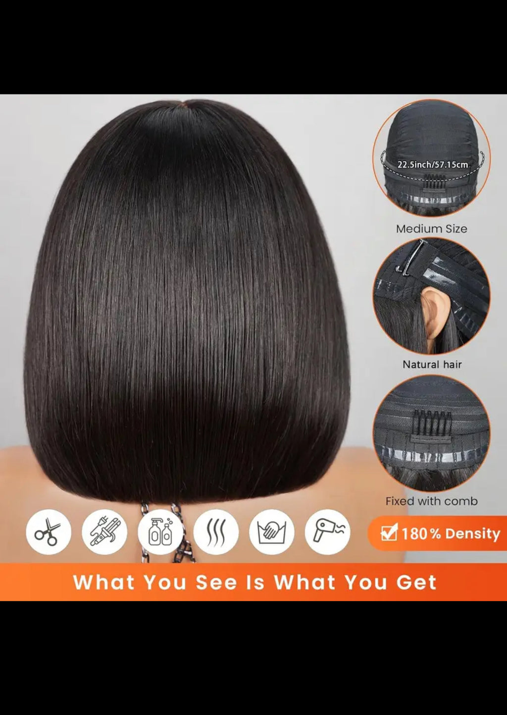 BeautyEllaHair 150% Density 13x4 Lace Front Short Bob Wig - Pre-Plucked Human Hair with Baby Hair, Straight Transparent Lace for Women