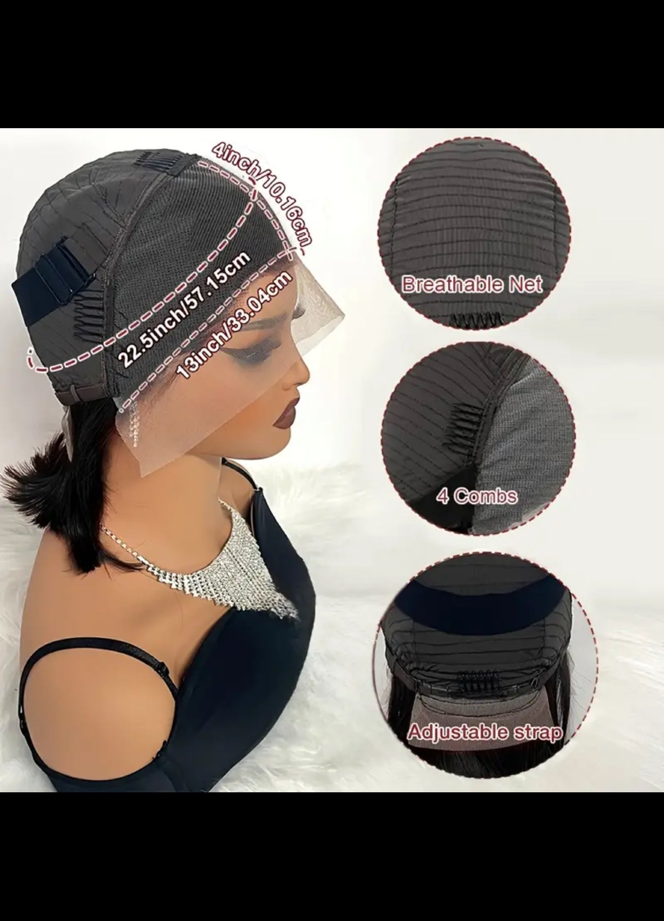 BeautyEllaHair 150% Density 13x4 Lace Front Short Bob Wig - Pre-Plucked Human Hair with Baby Hair, Straight Transparent Lace for Women