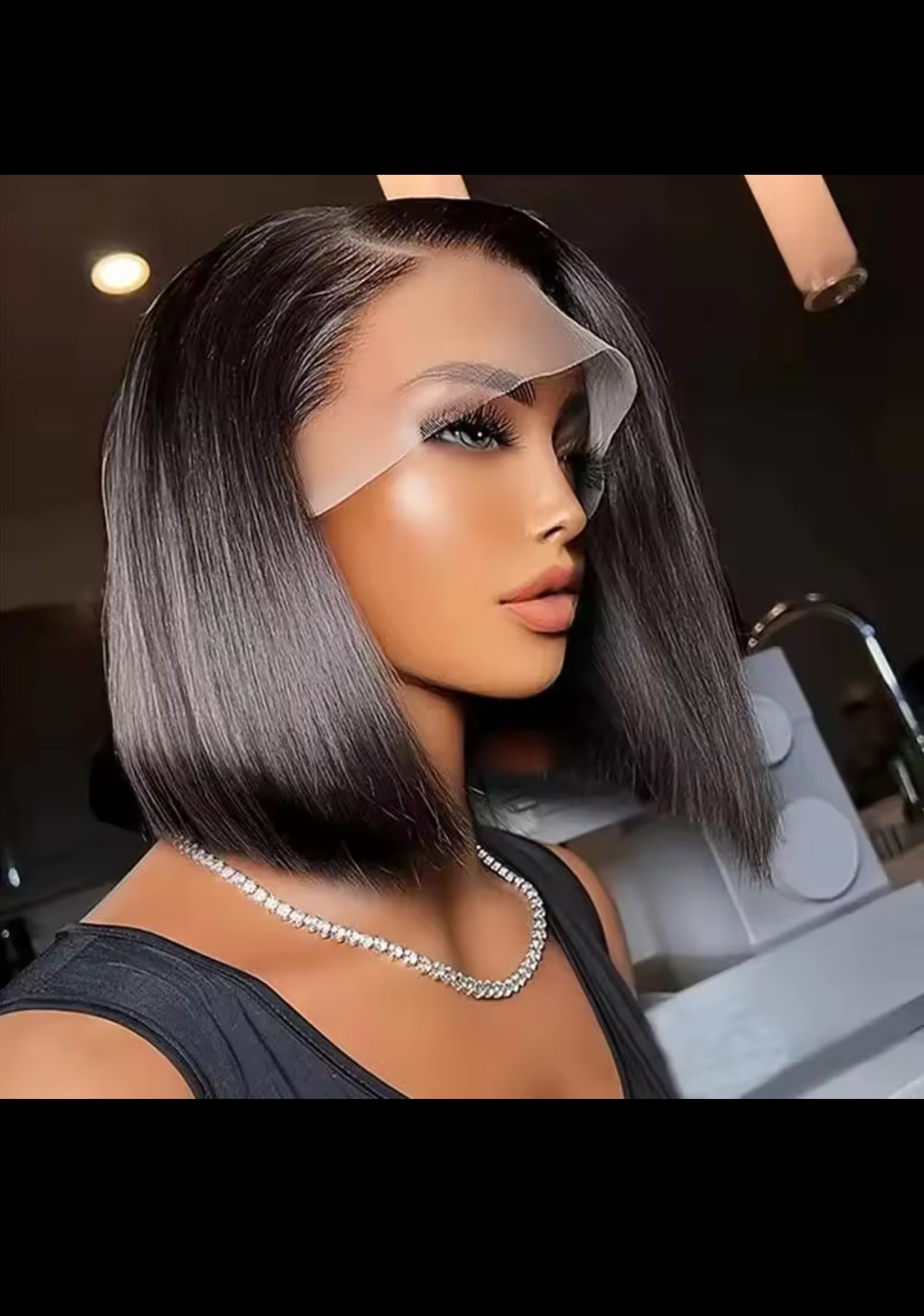 BeautyEllaHair Human Hair Bob Wig 13x4 Straight Lace Frontal 8-14 Inches Pre Plucked Hair Wigs Brazilian Remy Bone Straight Bob