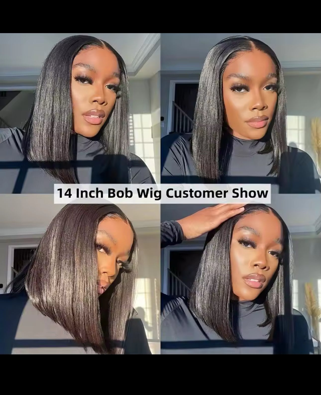 BeautyEllaHair Human Hair Bob Wig 13x4 Straight Lace Frontal 8-14 Inches Pre Plucked Hair Wigs Brazilian Remy Bone Straight Bob