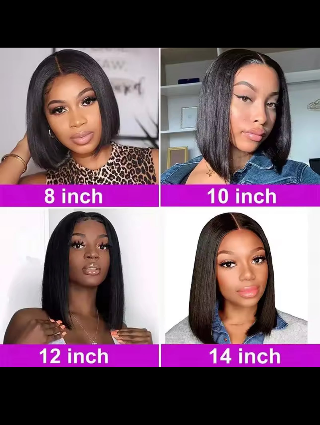 BeautyEllaHair Human Hair Bob Wig 13x4 Straight Lace Frontal 8-14 Inches Pre Plucked Hair Wigs Brazilian Remy Bone Straight Bob