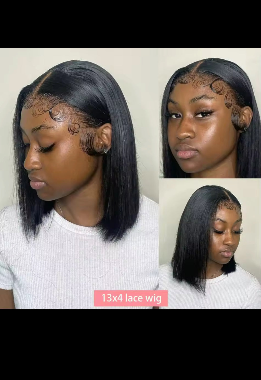 BeautyEllaHair Human Hair Bob Wig 13x4 Straight Lace Frontal 8-14 Inches Pre Plucked Hair Wigs Brazilian Remy Bone Straight Bob