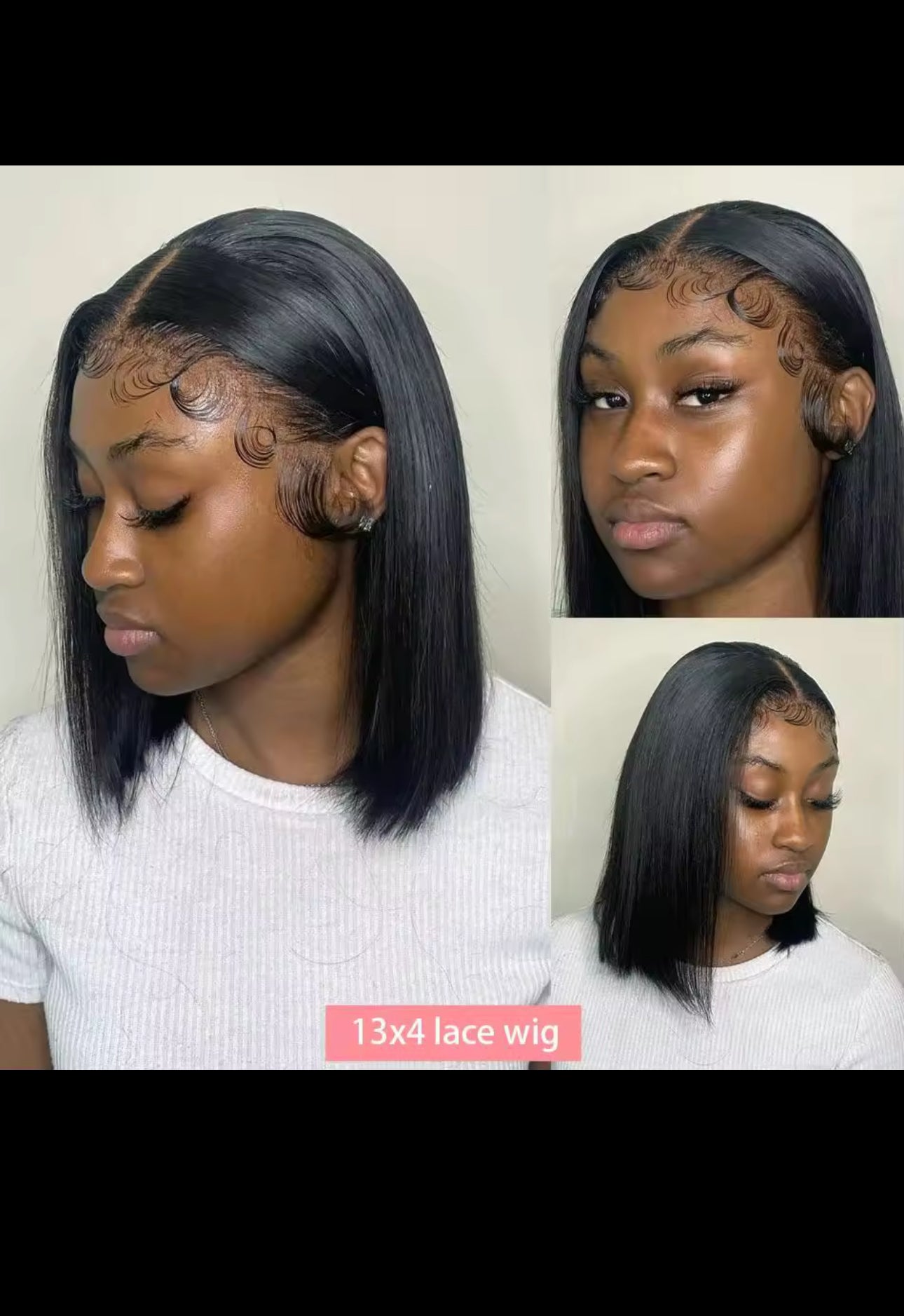 BeautyEllaHair Human Hair Bob Wig 13x4 Straight Lace Frontal 8-14 Inches Pre Plucked Hair Wigs Brazilian Remy Bone Straight Bob