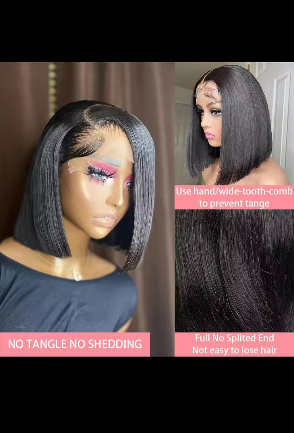 BeautyEllaHair Human Hair Bob Wig 13x4 Straight Lace Frontal 8-14 Inches Pre Plucked Hair Wigs Brazilian Remy Bone Straight Bob