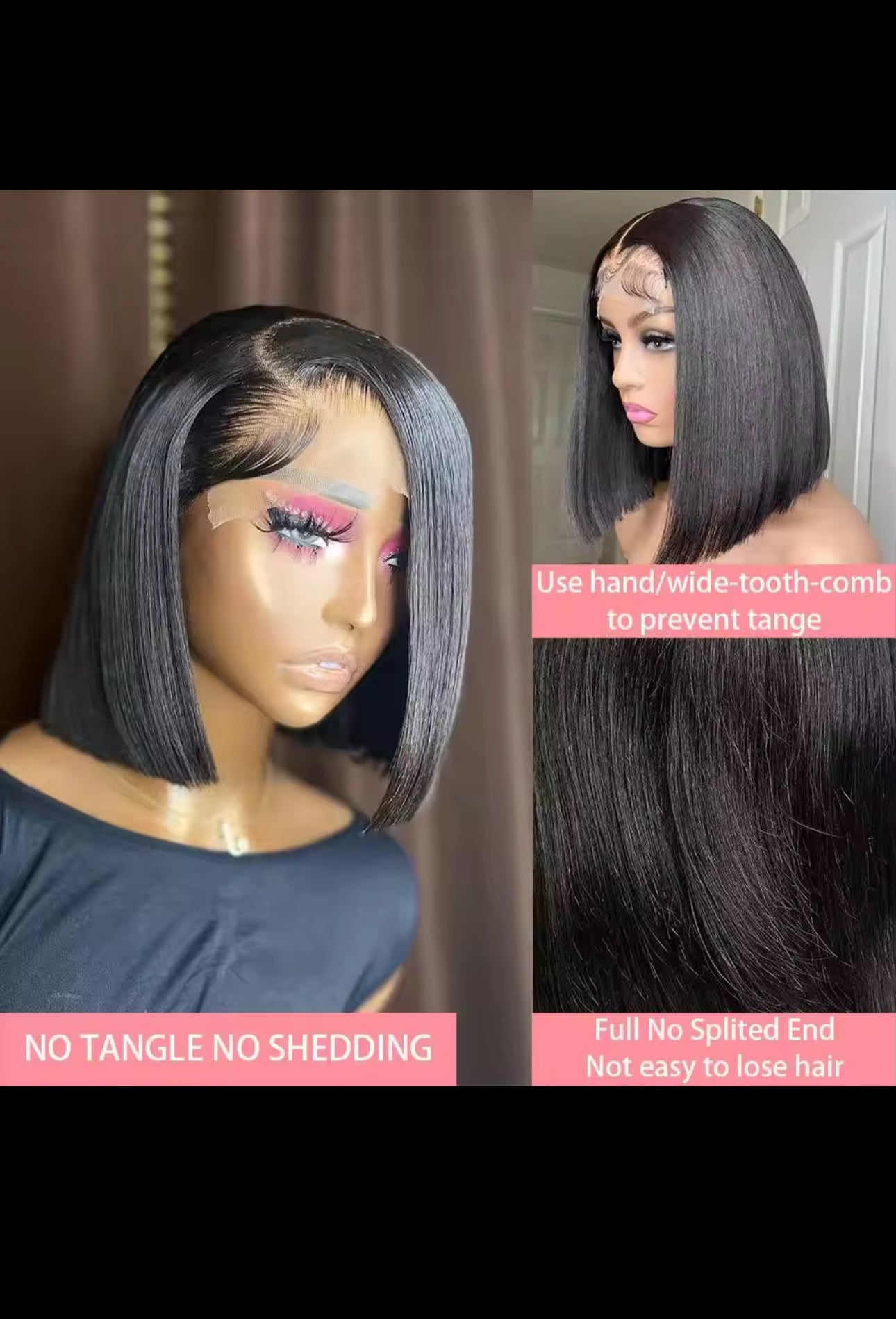 BeautyEllaHair Human Hair Bob Wig 13x4 Straight Lace Frontal 8-14 Inches Pre Plucked Hair Wigs Brazilian Remy Bone Straight Bob
