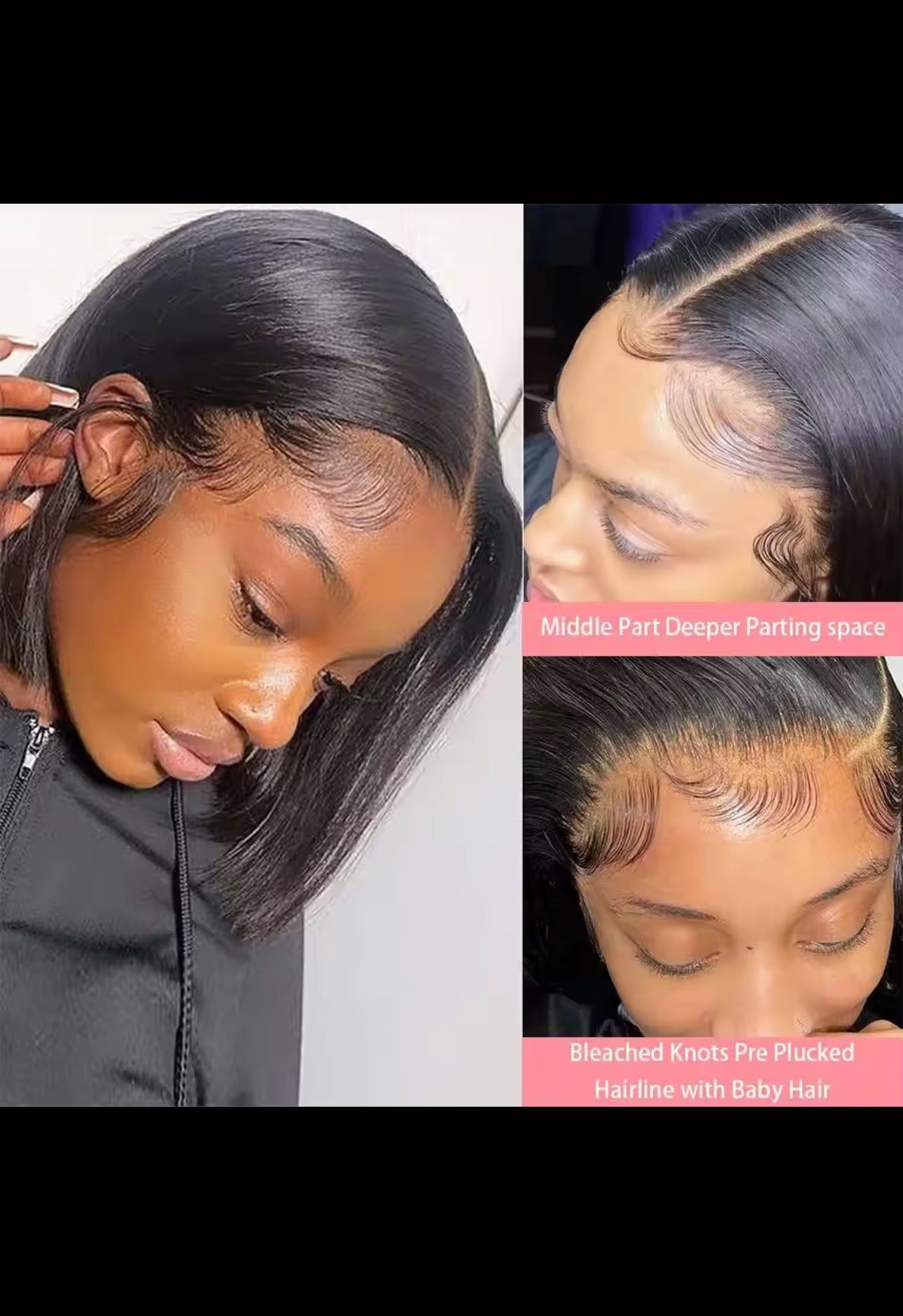BeautyEllaHair Human Hair Bob Wig 13x4 Straight Lace Frontal 8-14 Inches Pre Plucked Hair Wigs Brazilian Remy Bone Straight Bob