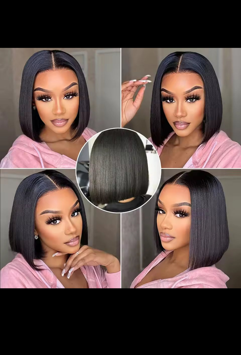 BeautyEllaHair Human Hair Bob Wig 13x4 Straight Lace Frontal 8-14 Inches Pre Plucked Hair Wigs Brazilian Remy Bone Straight Bob