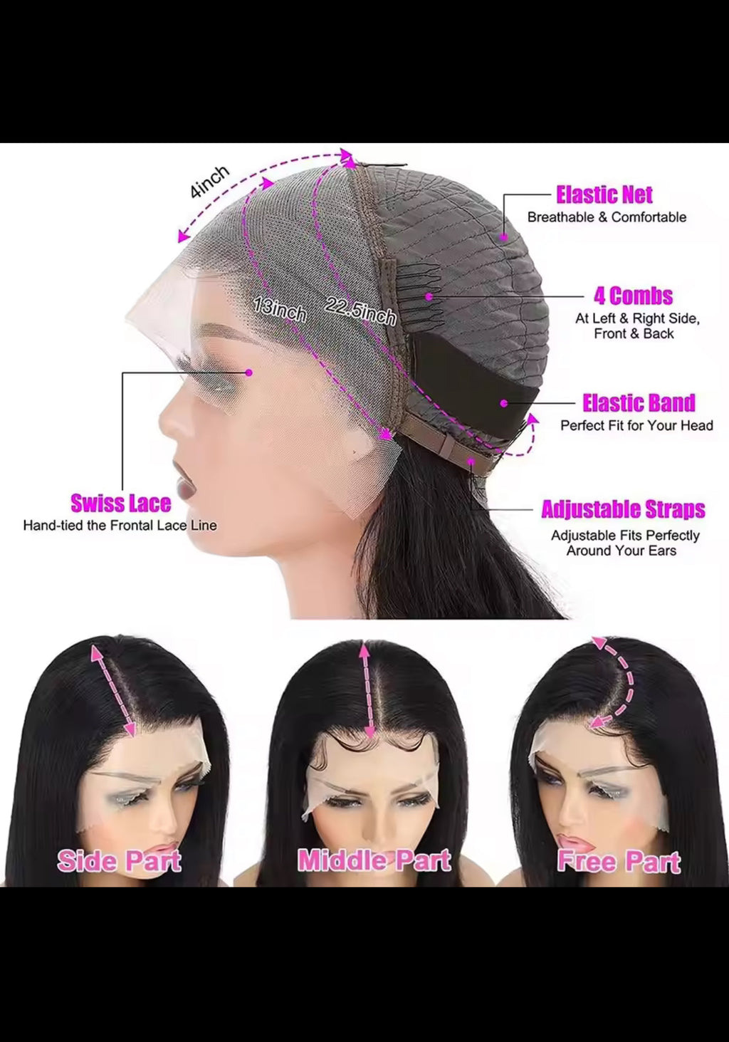 BeautyEllaHair Human Hair Bob Wig 13x4 Straight Lace Frontal 8-14 Inches Pre Plucked Hair Wigs Brazilian Remy Bone Straight Bob