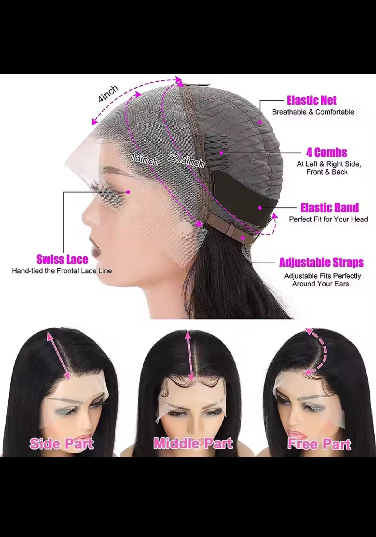 BeautyEllaHair Human Hair Bob Wig 13x4 Straight Lace Frontal 8-14 Inches Pre Plucked Hair Wigs Brazilian Remy Bone Straight Bob