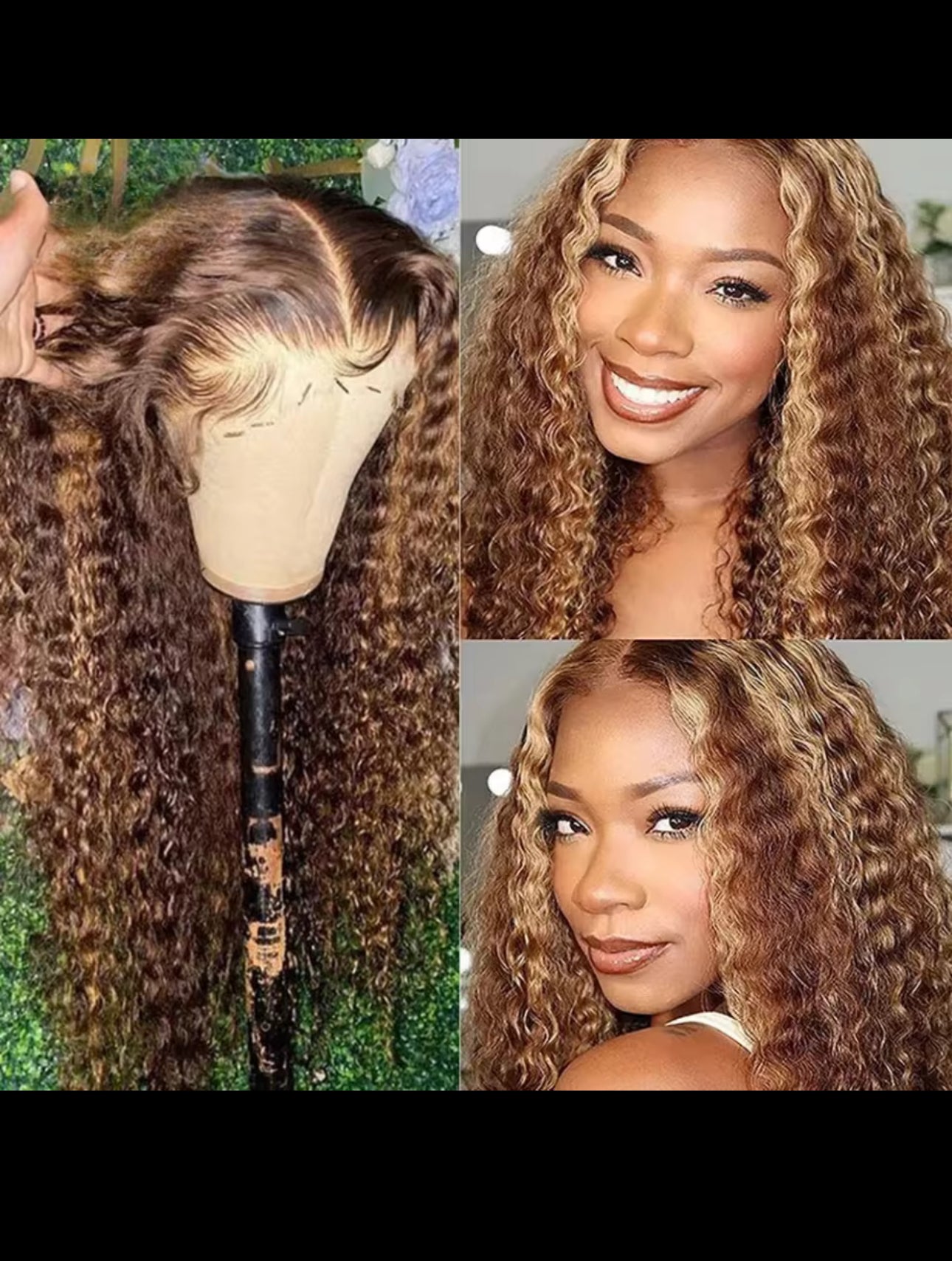 BeautyEllaHair Highlight Water Wave Human Hair Wig Highlighted Curly Lace Front Wigs For Women Brazilian Lace Closure Wig