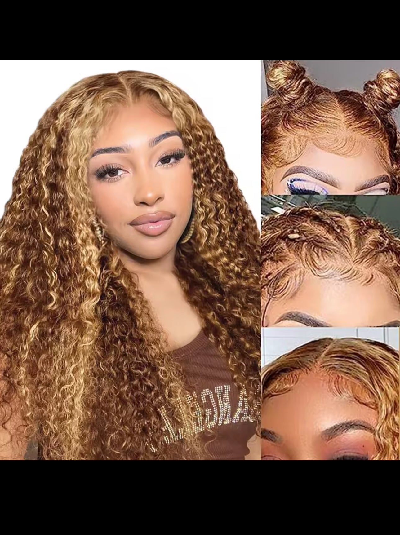 BeautyEllaHair Highlight Water Wave Human Hair Wig Highlighted Curly Lace Front Wigs For Women Brazilian Lace Closure Wig