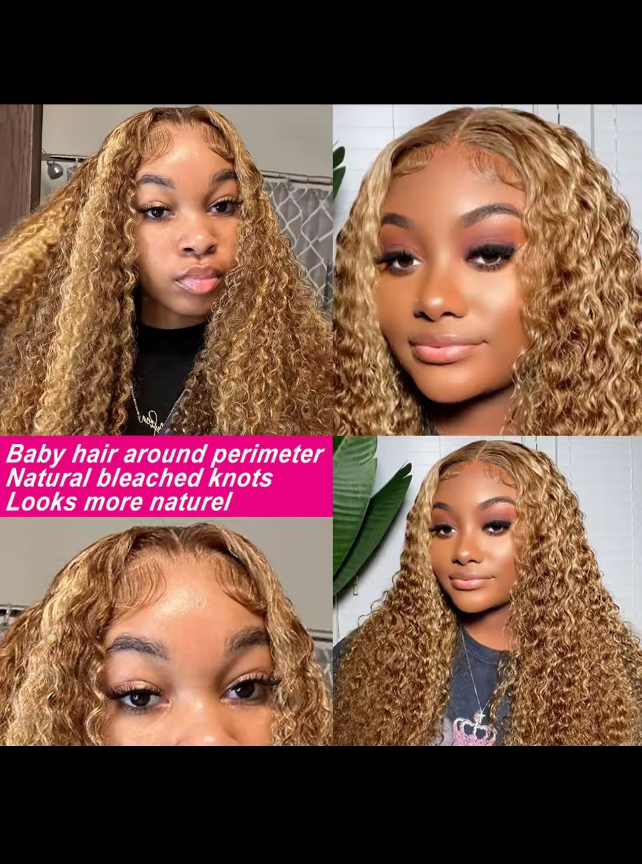 BeautyEllaHair Highlight Water Wave Human Hair Wig Highlighted Curly Lace Front Wigs For Women Brazilian Lace Closure Wig