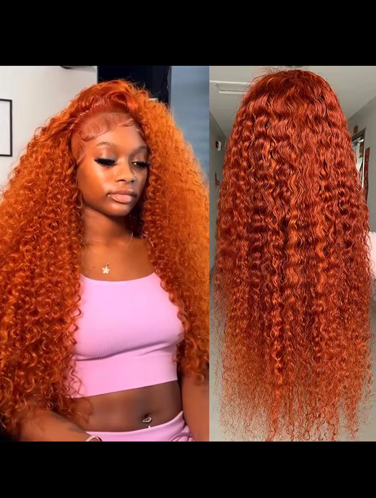 BeautyEllaHair Orange colored Water wave 13x6 hd lace frontal human hair wig Preplucked deep wave 20 inch ginger lace front curly wigs
