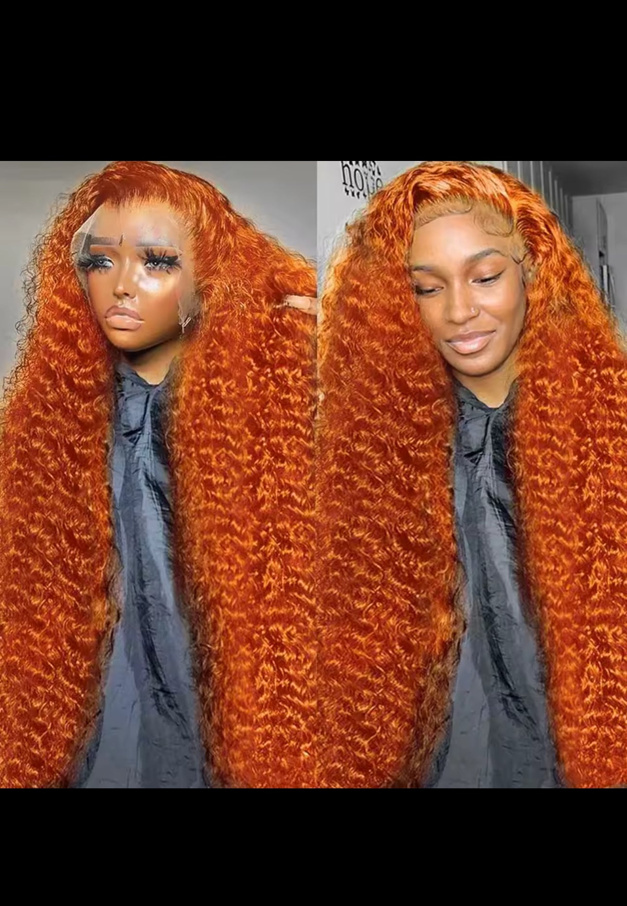 Orange colored Water wave 13x6 hd lace frontal human hair wig Preplucked deep wave 30 inch ginger lace front curly wigs by BeautyEllaHair