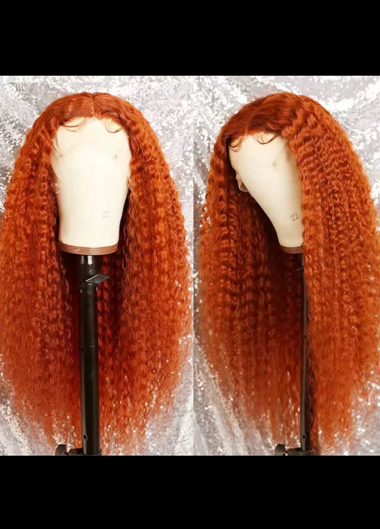 Orange colored Water wave 13x6 hd lace frontal human hair wig Preplucked deep wave 30 inch ginger lace front curly wigs by BeautyEllaHair