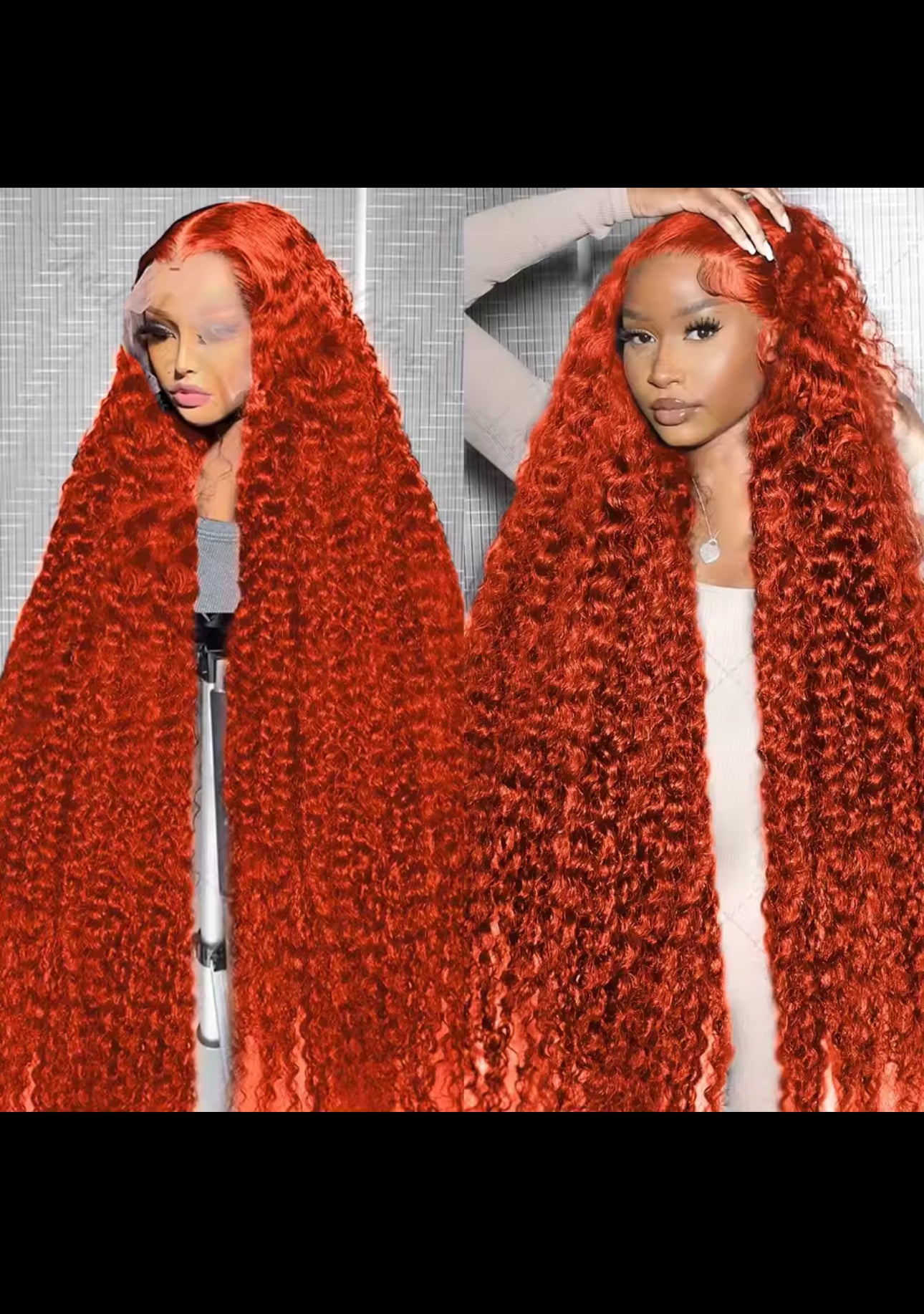 Orange colored Water wave 13x6 hd lace frontal human hair wig Preplucked deep wave 30 inch ginger lace front curly wigs by BeautyEllaHair