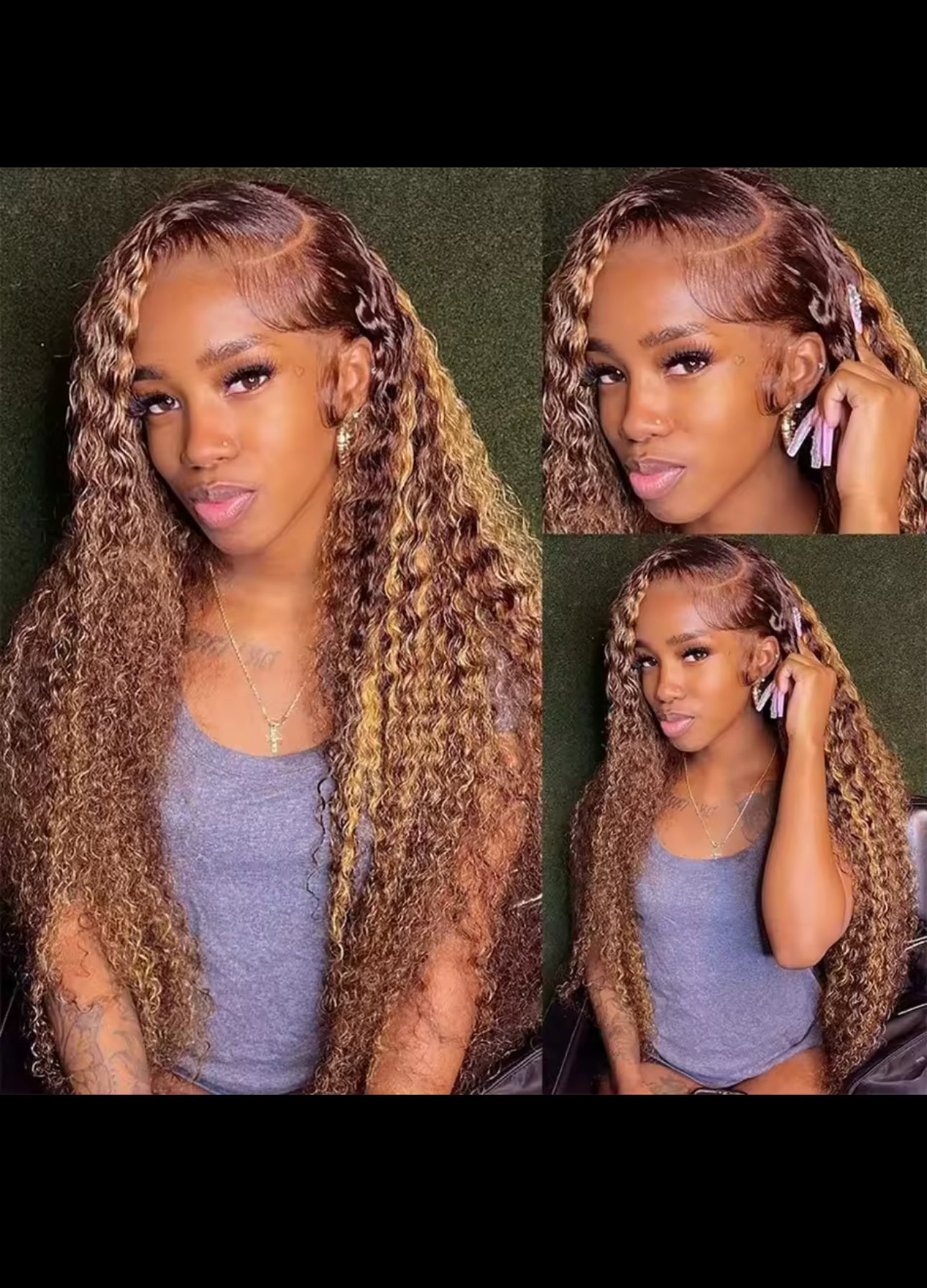BeautyEllaHair Highlight Honey Blonde Kinky Curly 30 Inch Hd Lace Front Wig Human Hair 13x6 Deep Wave Lace Frontal Wigs Wigs  Human Hair Wigs