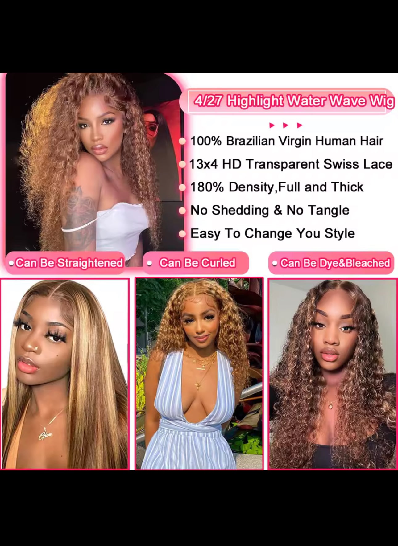 BeautyEllaHair Highlight Honey Blonde Kinky Curly 30 Inch Hd Lace Front Wig Human Hair 13x6 Deep Wave Lace Frontal Wigs Wigs  Human Hair Wigs