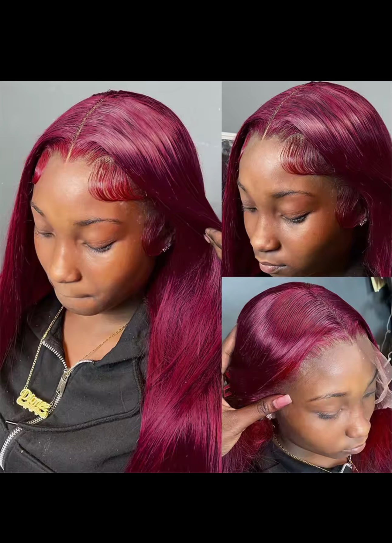 BeautyEllaHair Burgundy Transparent Lace Frontal Human Hair Wig Pre Plucked Red 99J Straight Colored 13x4 Lace Front Human Hair Wigs