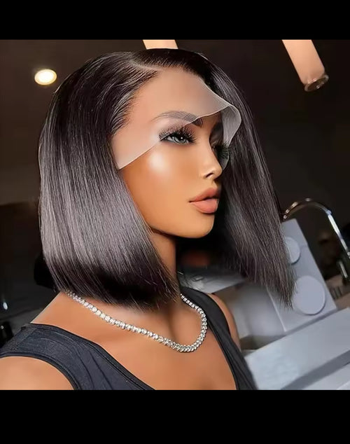 BeautyEllaHair  Sale Human Hair Bob Wig 13x4 Straight Lace Frontal 10 Inches Pre Plucked Hair Wigs Brazilian Remy Bone Straight Bob