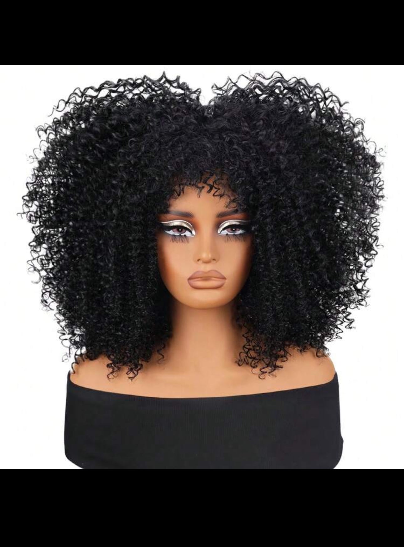 BeautyEllaHair Curly Wigs For Women Afro Bomb Curly Wig With Bangs Synthetic Fiber Glueless Long Kinky Curly Hair