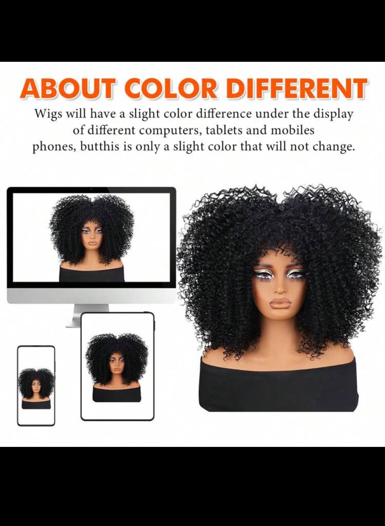 BeautyEllaHair Curly Wigs For Women Afro Bomb Curly Wig With Bangs Synthetic Fiber Glueless Long Kinky Curly Hair