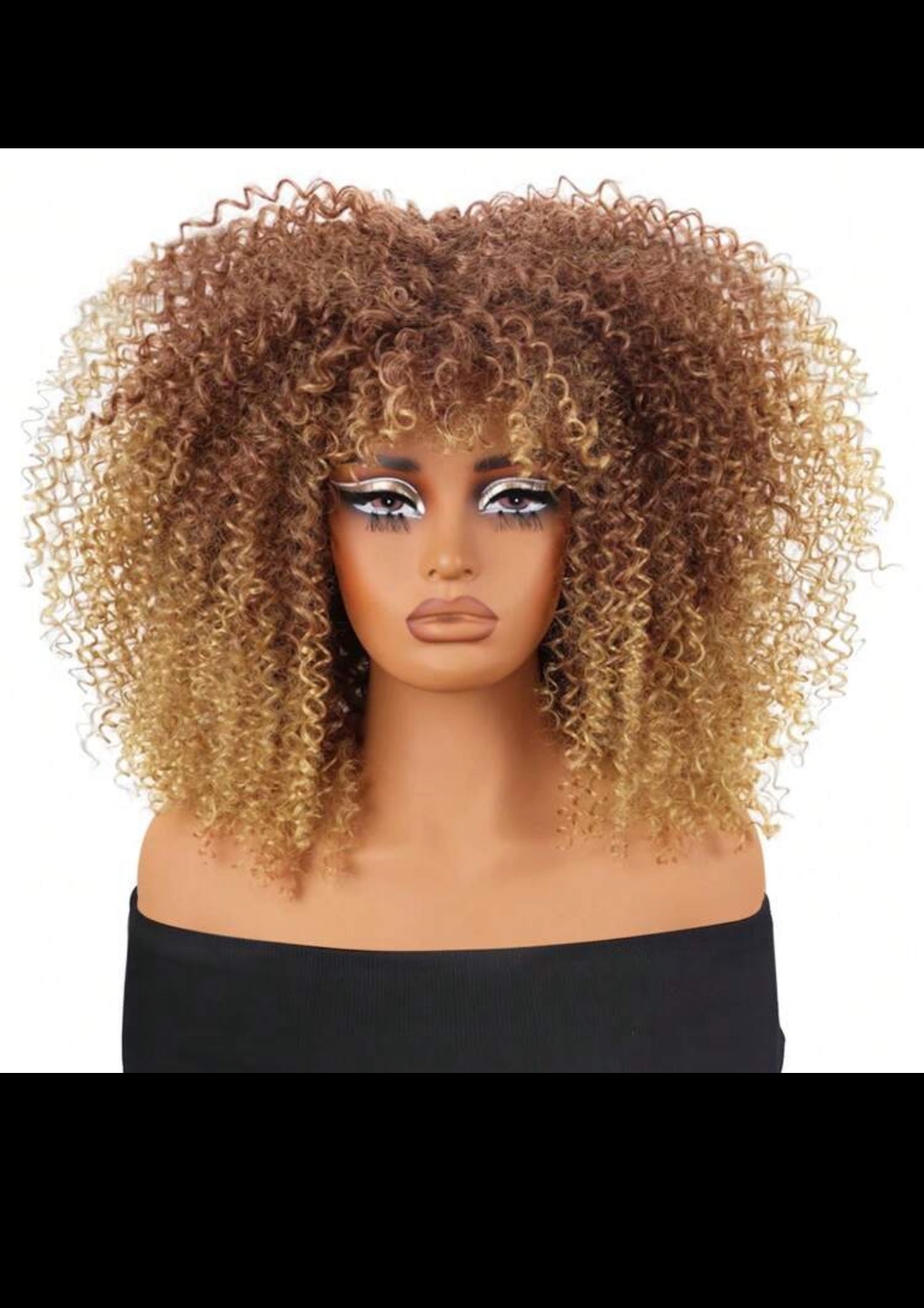 BeautyEllaHair Curly Wigs For Women Afro Bomb Curly Wig With Bangs Synthetic Fiber Glueless Long Kinky Curly Hair