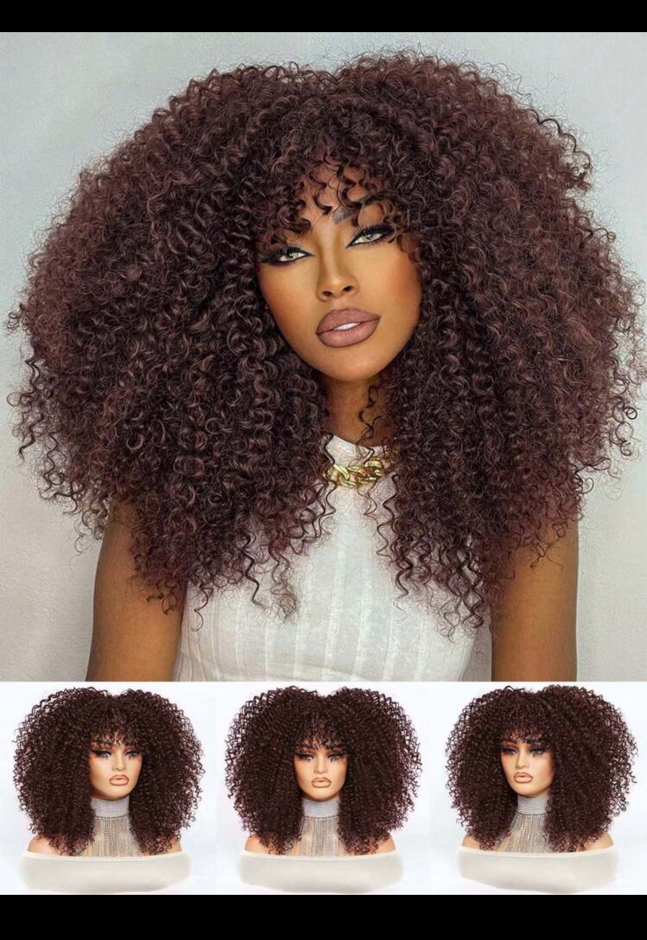 BeautyEllaHair Brown Wig Synthetic Heat Resistant Wigs Curly Wigs For Black Women Spring Curl Short Wigs With Bangs Brown 16 Inch - 12 Inch Heat Resistant Fiber Bangs Wig For Women Daily Used High Density Stylish Wigs