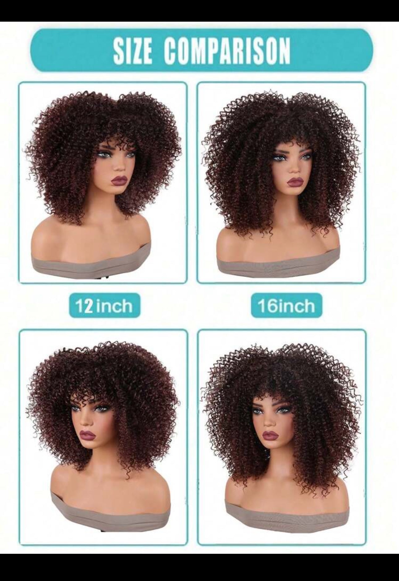 BeautyEllaHair Brown Wig Synthetic Heat Resistant Wigs Curly Wigs For Black Women Spring Curl Short Wigs With Bangs Brown 16 Inch - 12 Inch Heat Resistant Fiber Bangs Wig For Women Daily Used High Density Stylish Wigs